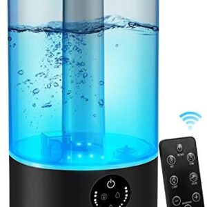 SHSTFD Cool Mist Humidifier, 3L Top Fill Ultrasonic Humidifiers for Bedroom with 7 Colors Night Light and Remote Control, Adjustable Mist Levels, Optional Timer, 6 Dimmer, Super Quiet Operation (Black)