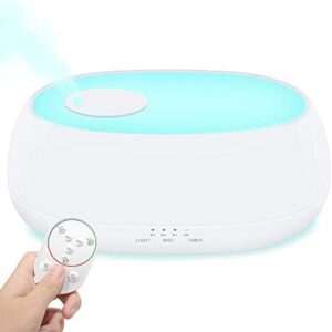 MADETEC Humidifiers for Bedroom and Baby, Quiet Ultrasonic Cool Mist Humidifier Aromatherapy Essential Oil Diffuser with Remote, 7 Night Lights, Adjustable Mist Output, Waterless Auto Shut-off (1L)