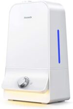 Homech Cool Mist Humidifier 6L, 26dB Quiet Ultrasonic Humidifiers for Large Bedroom Babies Adults, 360° Nozzle, Water Level Window and Waterless Auto Shut-Off for Home Office 20-60 Hours, White