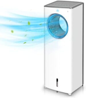 Evaporative Air Cooler-3-in-1 Portable Air Cooling Fan, Instant Cool & Humidify with 3 Speeds, No Noise Tower Fan, No Dust, 3 Modes, 8H Timer, Bladeless Fan for Large Room Office
