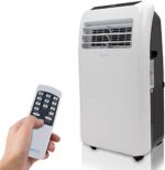 Portable Electric Air Conditioner Unit - 900W 8000 BTU Power Plug In AC Cold Indoor Room Conditioning System w/ Cooler, Dehumidifier, Fan, Exhaust Hose, Window Seal, Wheels, Remote - SereneLife SLPAC8