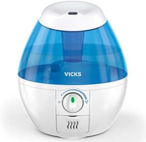 Vicks Mini Filter-Free Cool Mist Humidifier, Small Room, .5 Gallon Tank, Blue – Visible Mist Small Humidifier for Bedrooms, Baby Nurseries and More, Works with Vicks VapoPads