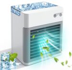 Portable Air Conditioner, Personal Air Cooler Fan, 2000 mAh Power Rechargeable Mini Air Conditioner, Evaporative Compac Air Cooler Fan, 3 Speeds 7 Colors Night Light for Home, Office and Room White