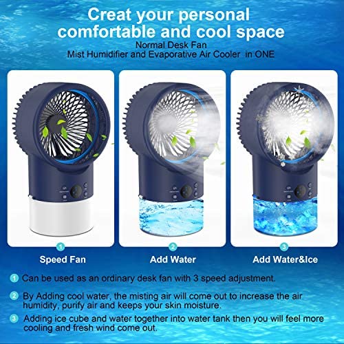 EEIEER Air Conditioner Cool Mist Humidifier Fan, 4 in 1 Timing 
