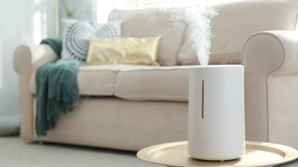 humidifier placed in a living room
